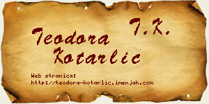 Teodora Kotarlić vizit kartica